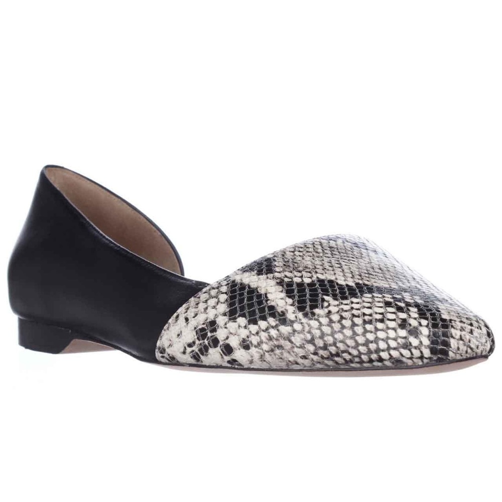 Black and snake skin d’Orsay flats
